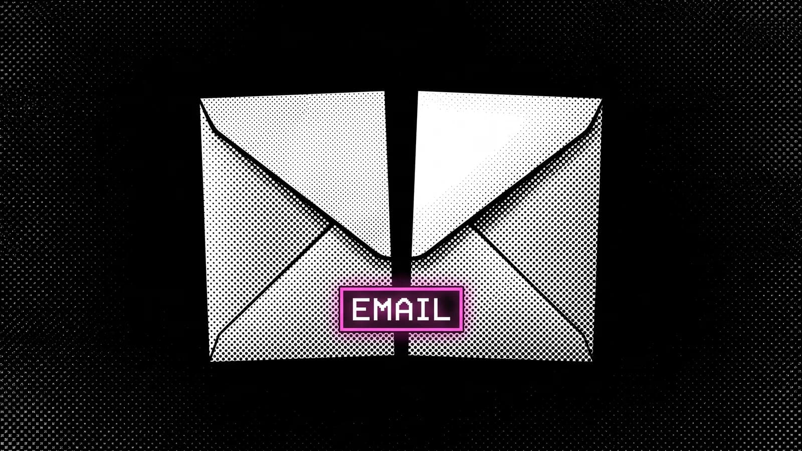 Halftone split envelope with a single pink signup form, Klaviyo vs Omnisend
