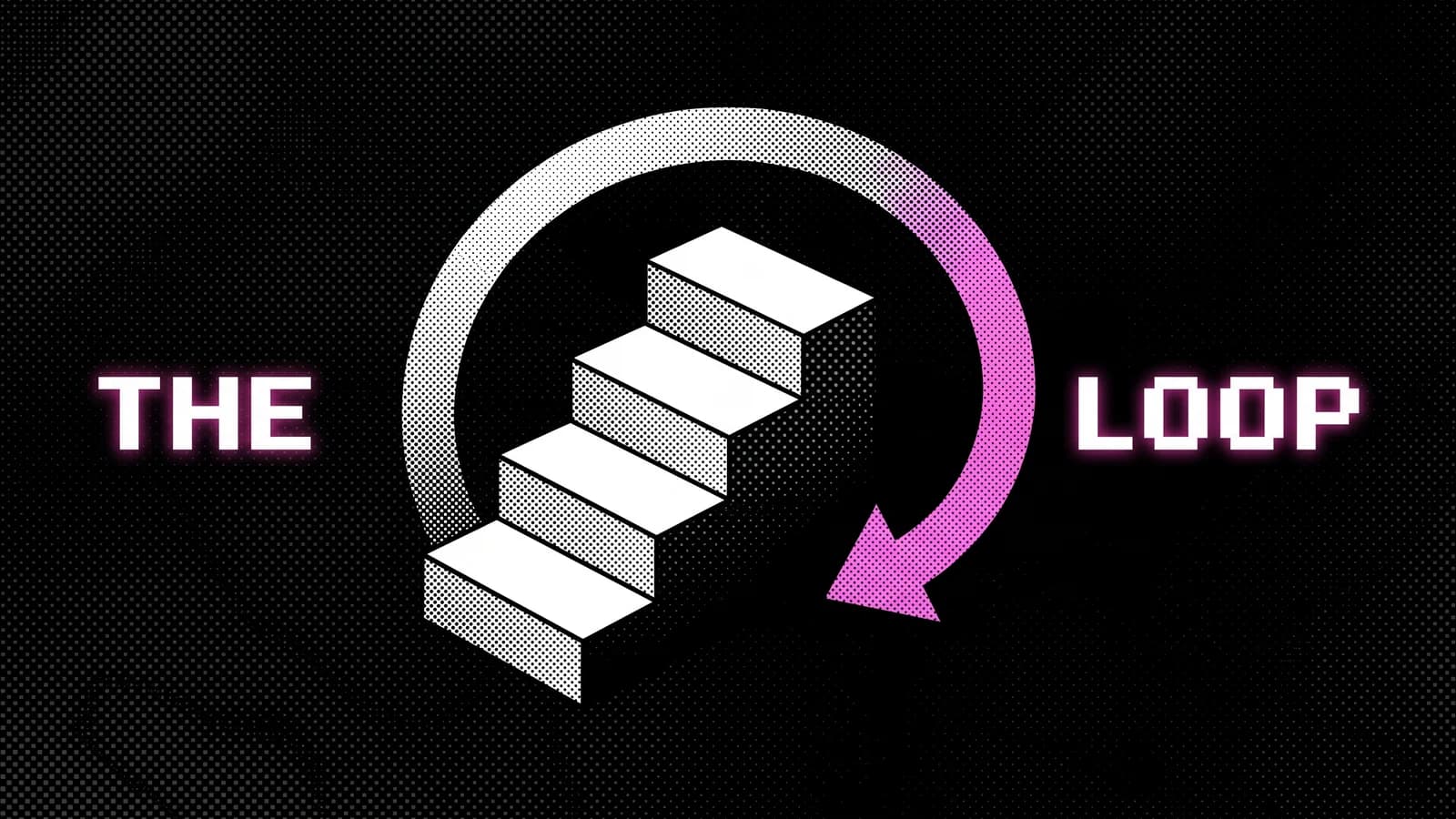Halftone illustration of a five-stage loop with a checklist, the Shopify CRO process