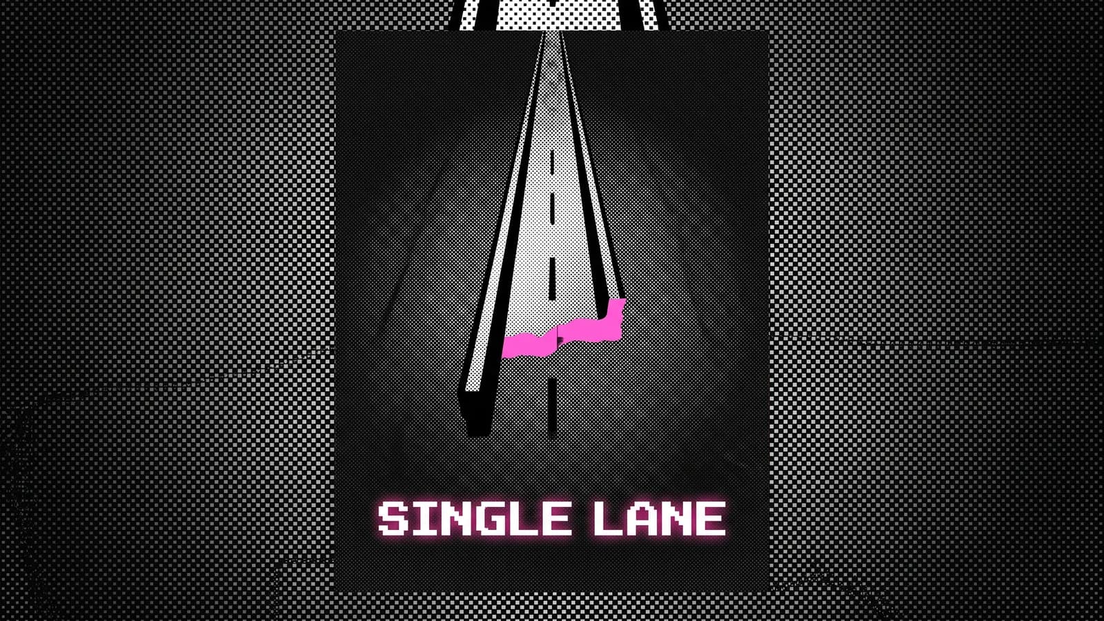 Halftone illustration of three separate lanes leaking into a gap, the single-lane agency problem