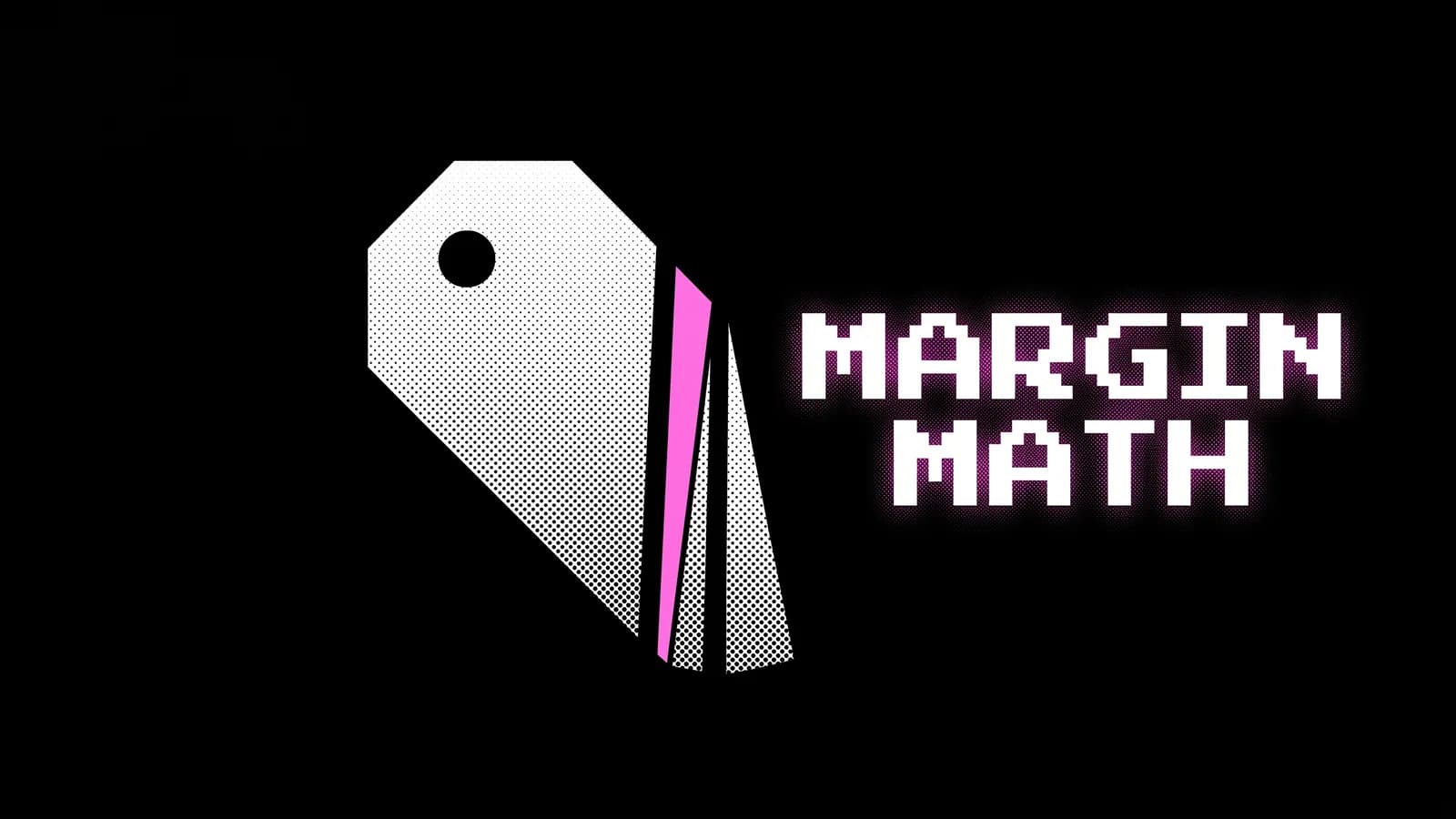 Halftone-Illustration eines Preisschilds minus einem Kostenblock, das einen rosa Margenrest übrig lässt, die Margen-Mathematik von Post-Purchase-Upsells