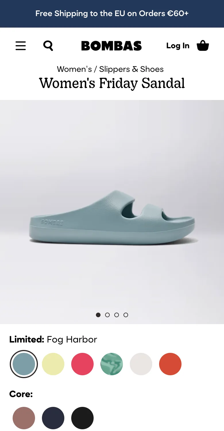 Bombas "Get 20% Off" floating pill overlapping the size label and Size Guide link