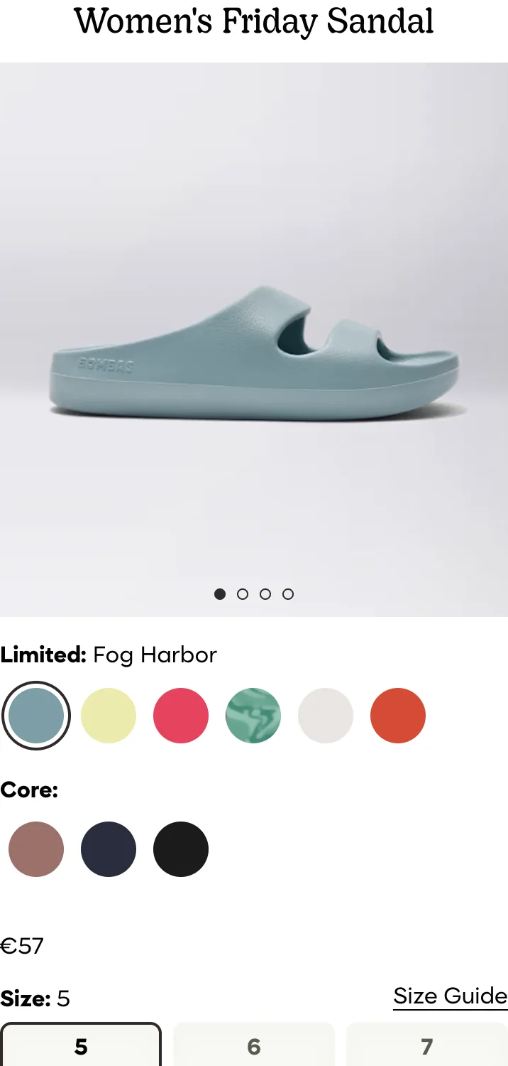 Bombas Friday Sandal title with no star rating or review count beneath it